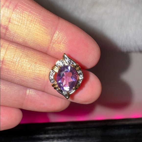 Swiss Gold and Purple Earrings amethyst and crystals Gold plated . Never warn - Picture 4 of 6